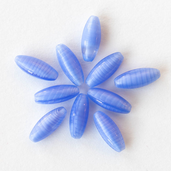 15mm Tapered Tube Beads - Silky Periwinkle Blue - 10