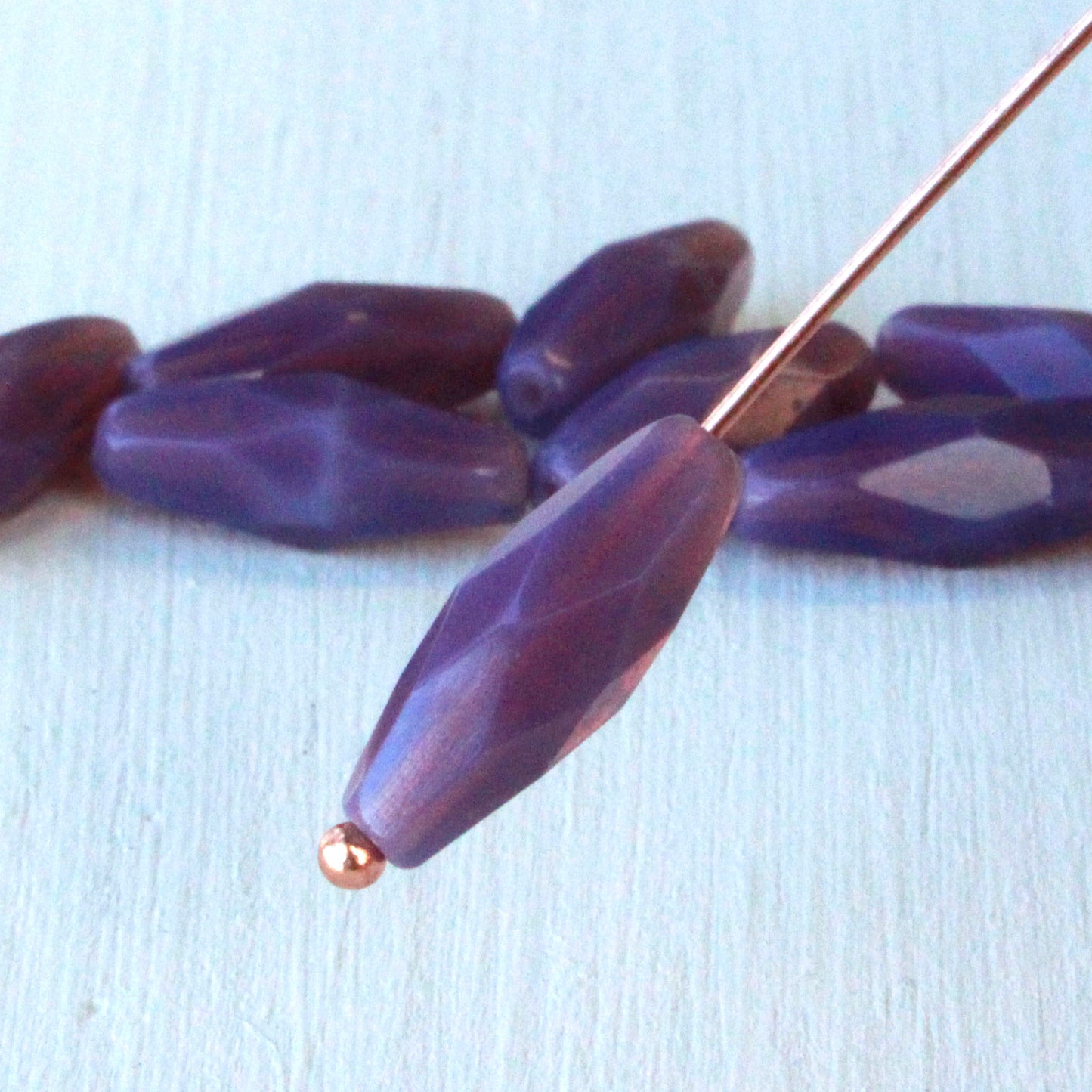 6x15mm Faceted Tube Bead - Opaline Lavender - 10 Beads