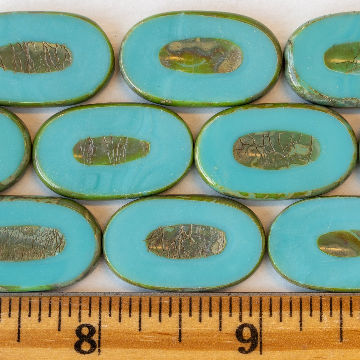 26x15mm Large Oval Picasso Beads - Turquoise Picasso - 2 or 10 beads