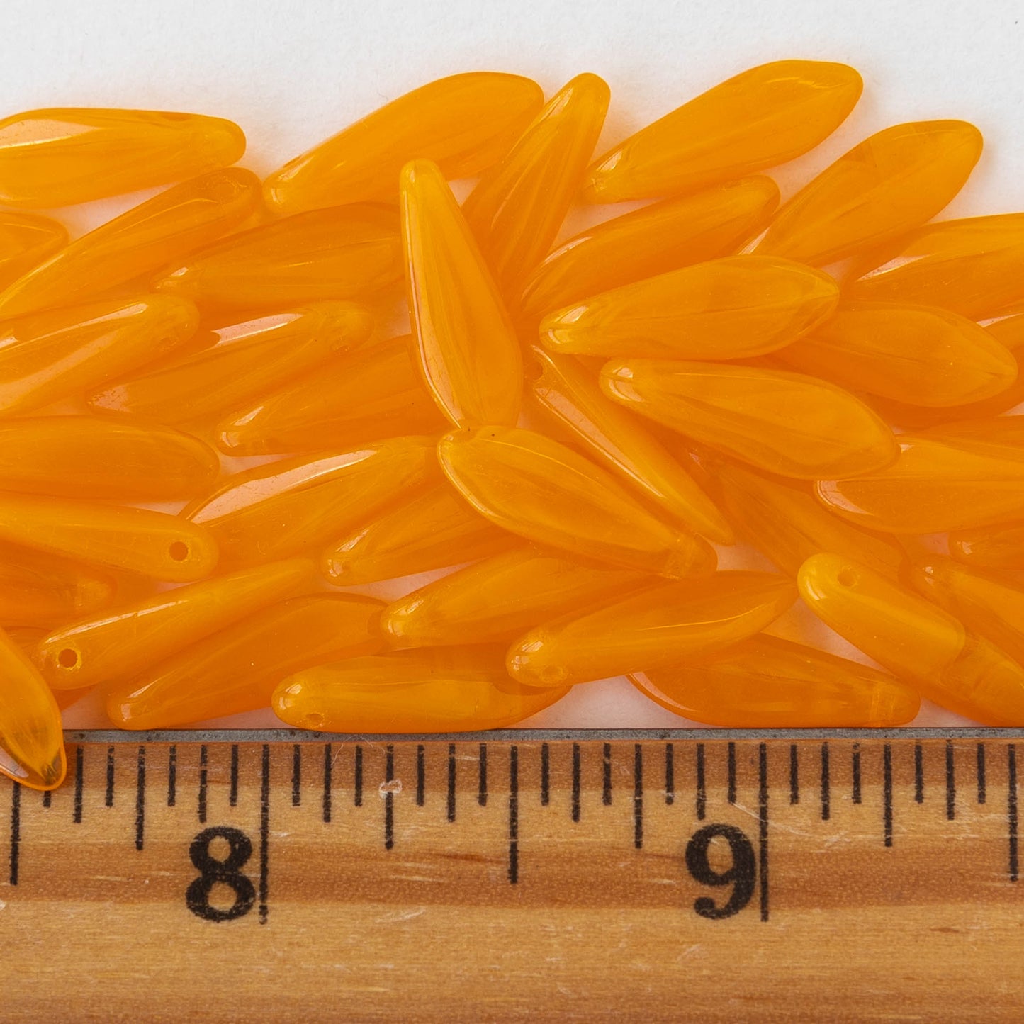 16mm  Dagger Beads - Orange Opaline - 50 beads