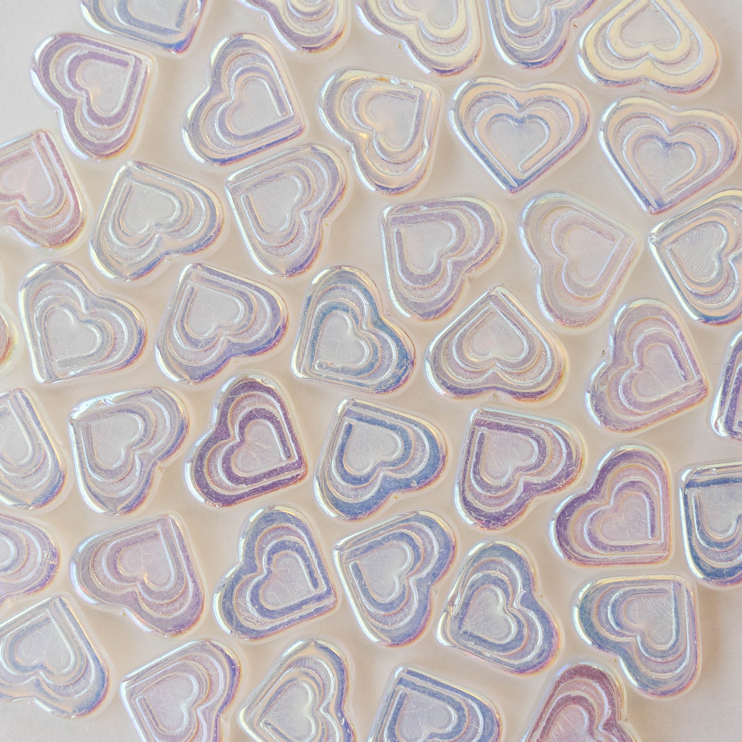 16mm Heart Beads - Crystal Luster AB - 10 hearts