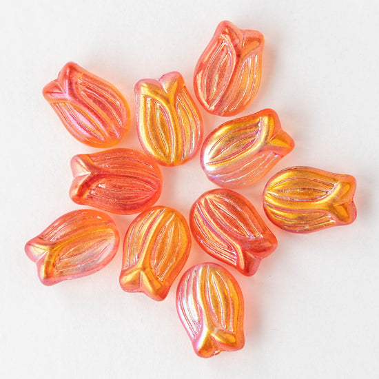 Load image into Gallery viewer, Tulip Flower Beads - Orange - 10 or 30 beads
