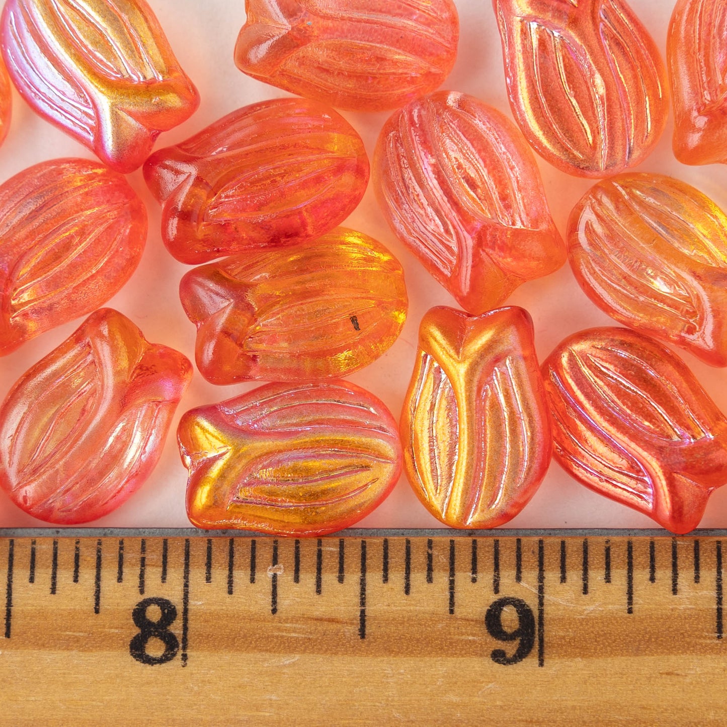 Load image into Gallery viewer, Tulip Flower Beads - Orange - 10 or 30 beads
