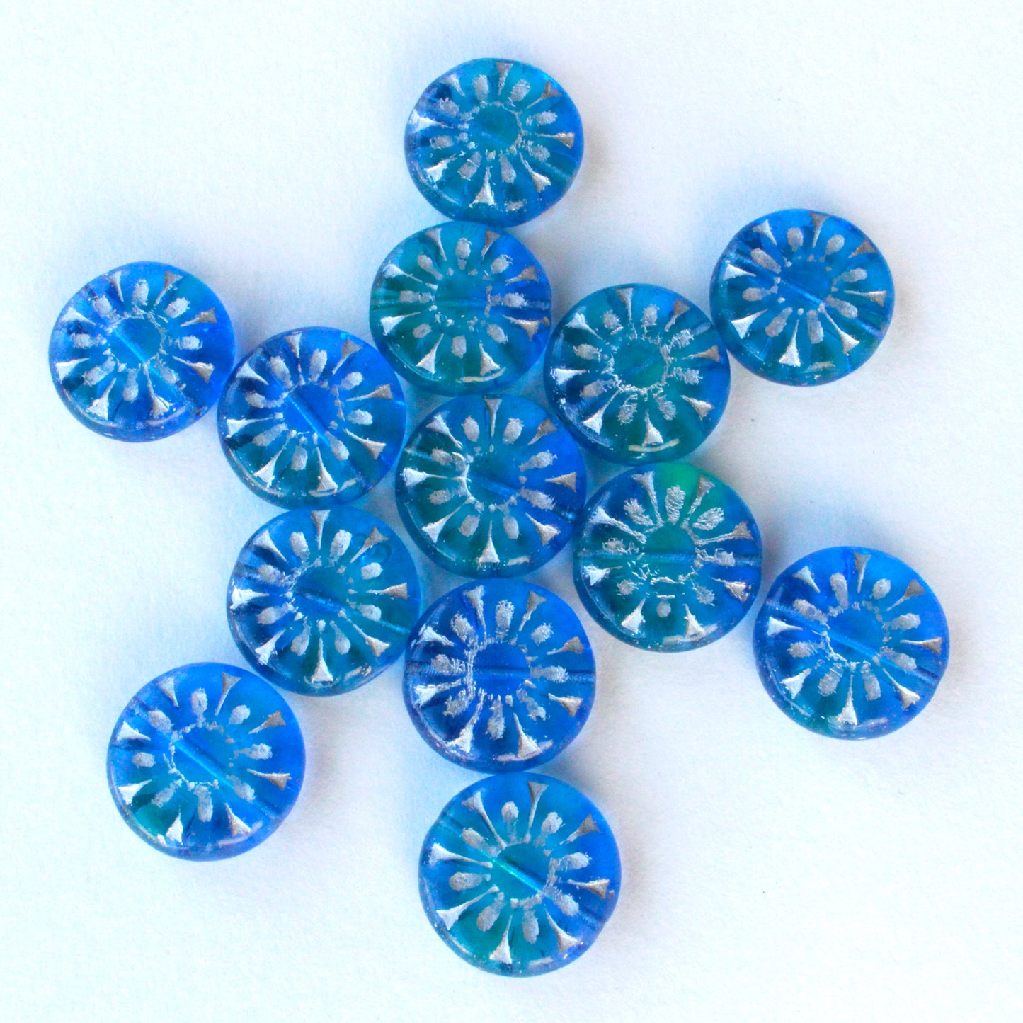 Load image into Gallery viewer, 18mm Mandala Flower Bead - Light Sapphire - Choose Amount

