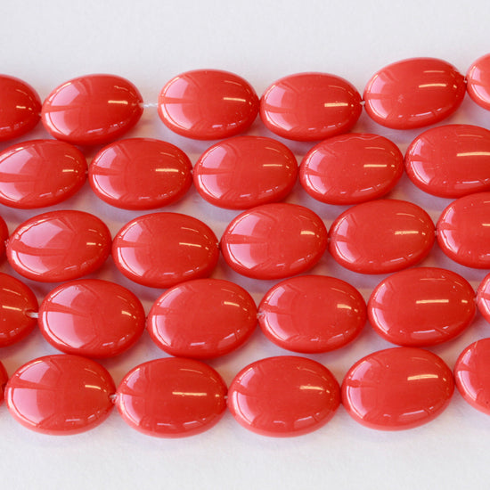 Mother of Pearl Oval - Coral - 16 Inch Strand