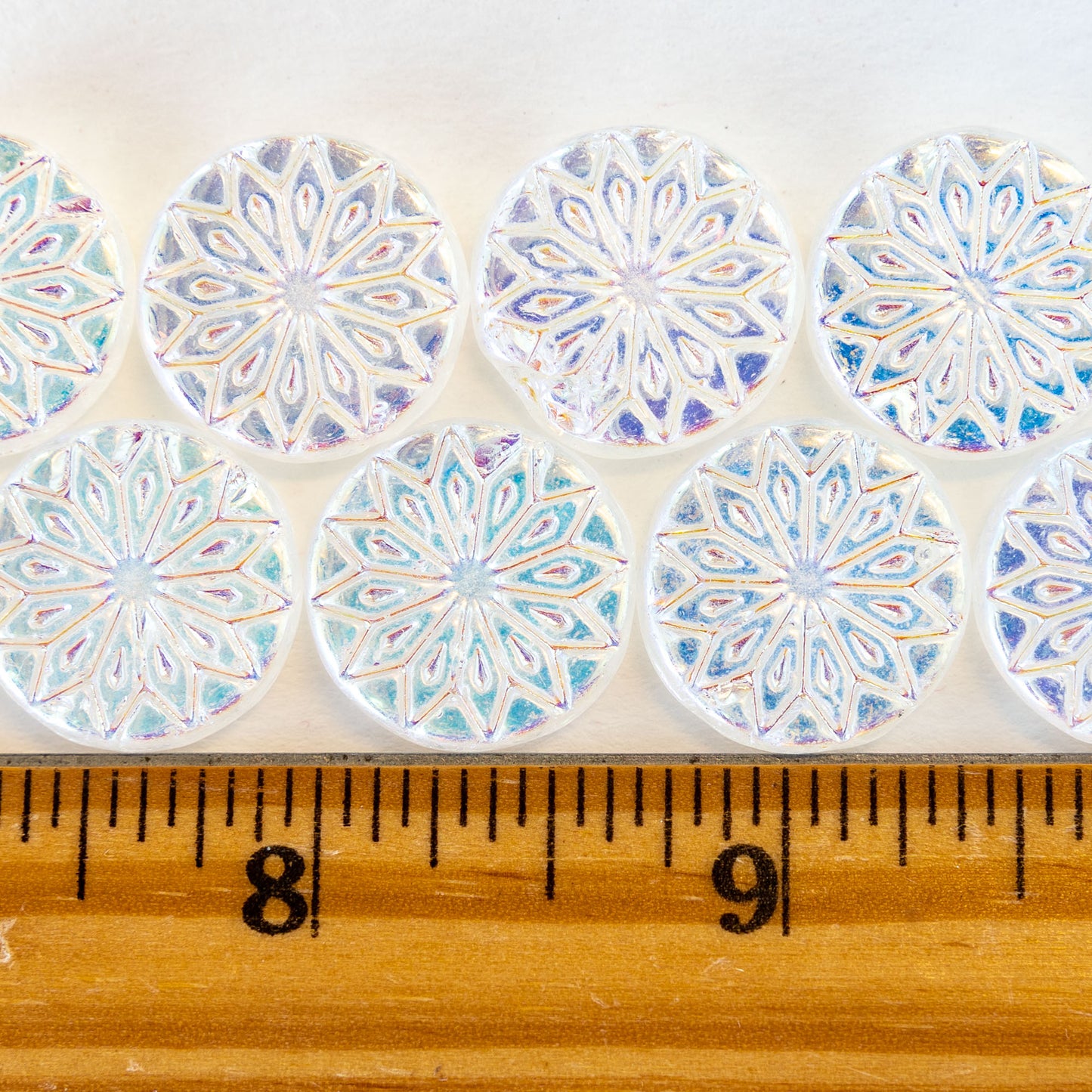 Load image into Gallery viewer, 18mm Star Flower Coin Bead -  Crystal Luster AB - 4 or 12
