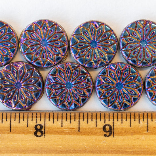 Load image into Gallery viewer, 18mm Star Flower Coin Bead - Shiny Blue Iris - 4 or 12
