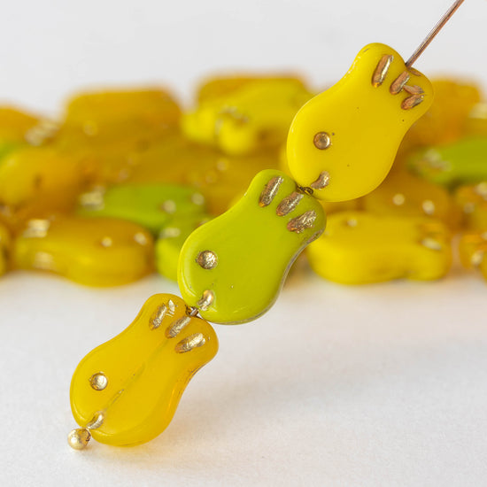 Glass Fish Beads - Yellow Green Gold Mix - 10