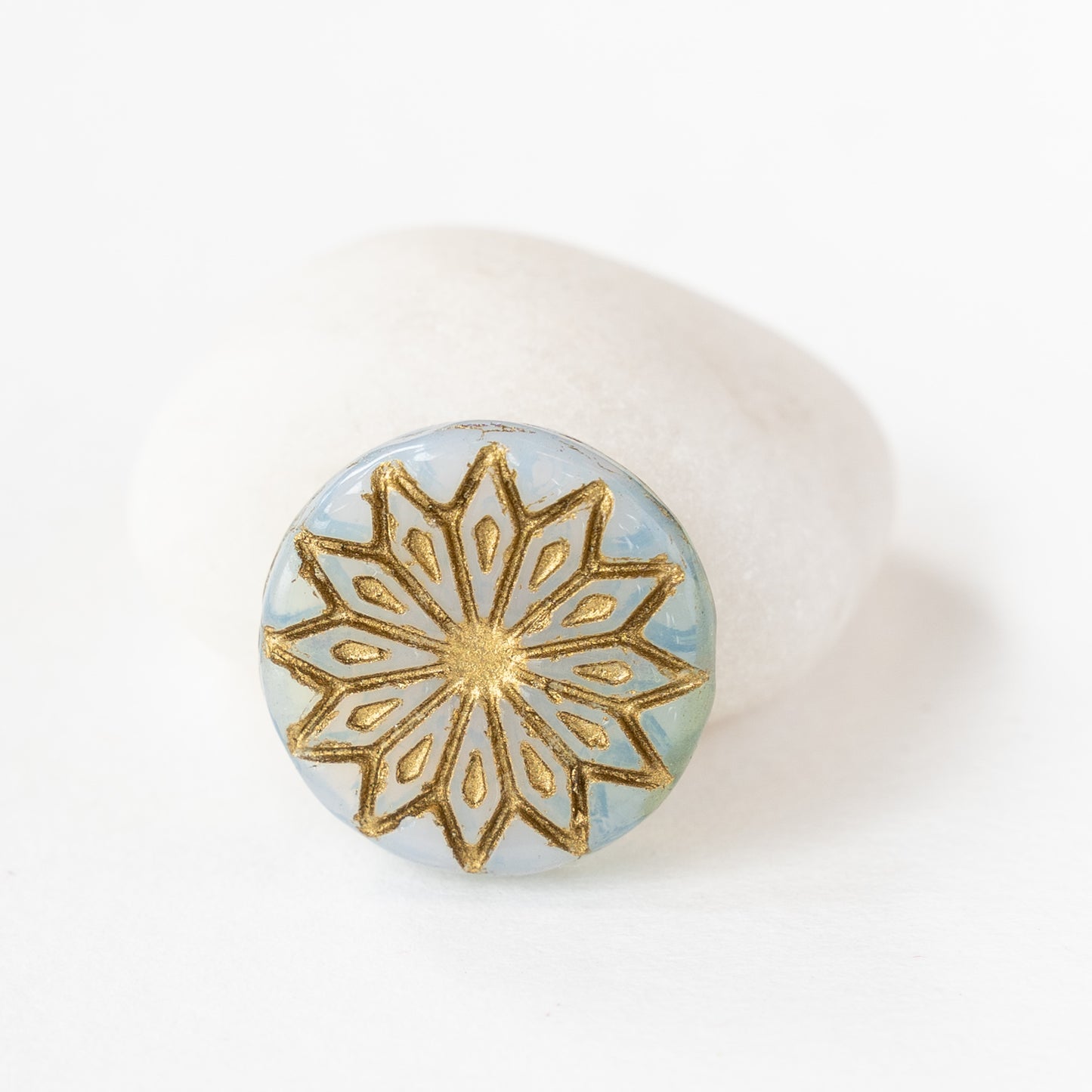 18mm Star Flower Coin Bead - Blue Gray - 4 or 12