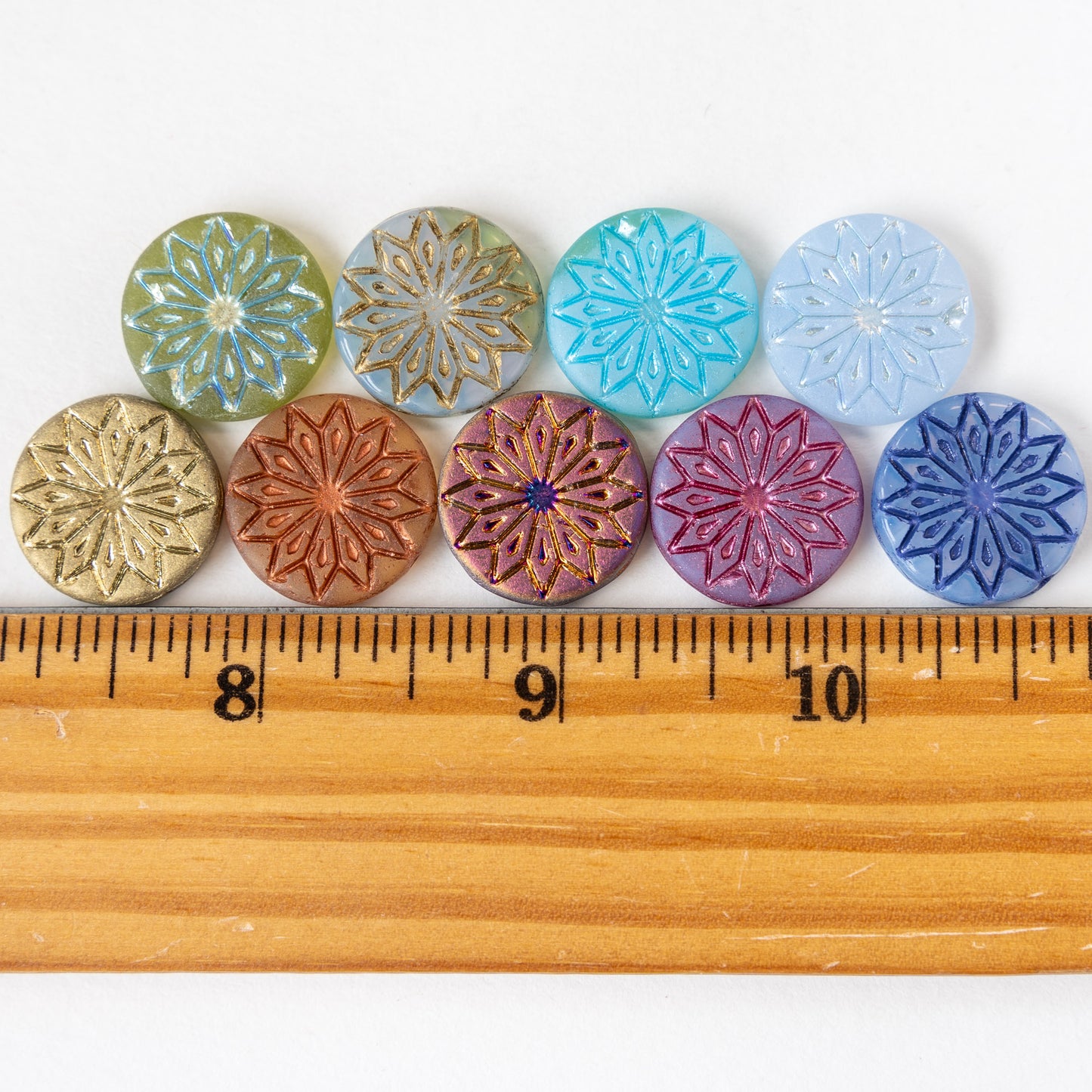 18mm Star Flower Coin Bead - Blue Gray - 4 or 12