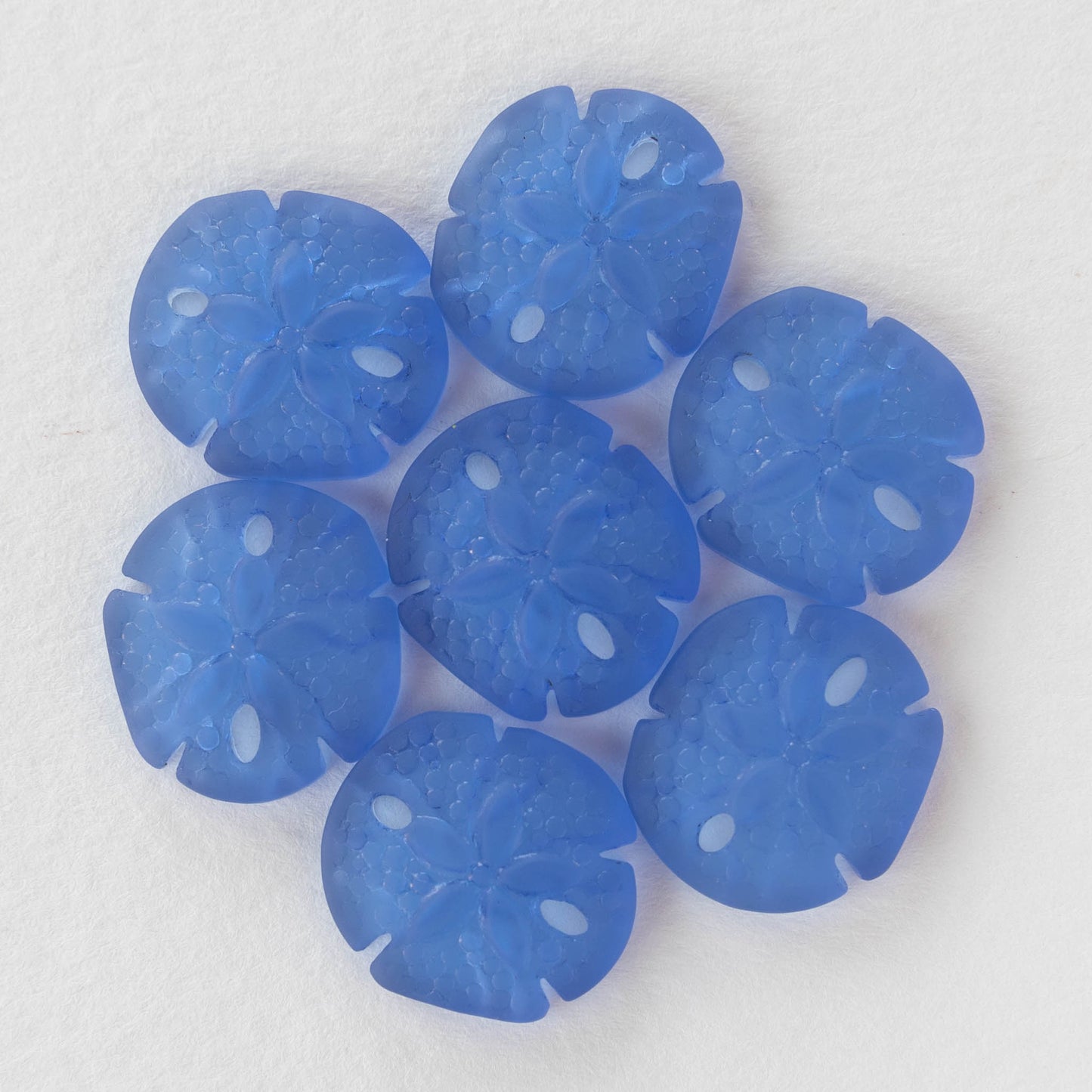Load image into Gallery viewer, Glass Sand Dollar Beads - Sapphire Blue - 4 Beads
