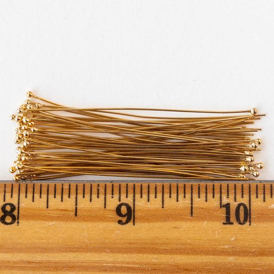 24g Gold Filled Balled Tip Headpins - 2 inch - 10 pieces