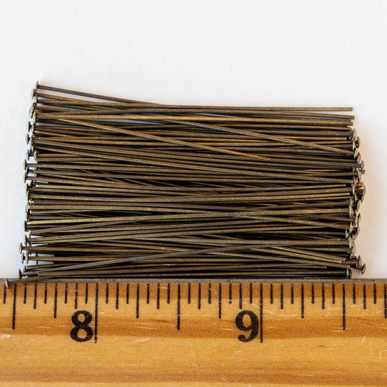 22g Headpins - 2 inch - Antiqued Brass - Choose Amount