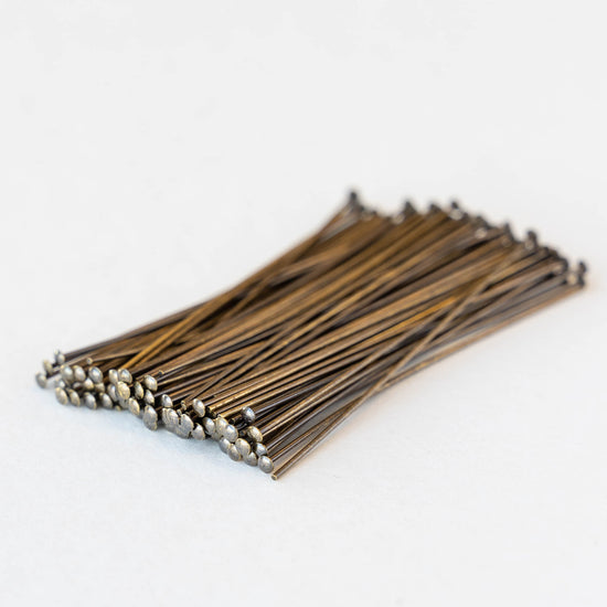 22g Headpins - 2 inch - Antiqued Brass - Choose Amount