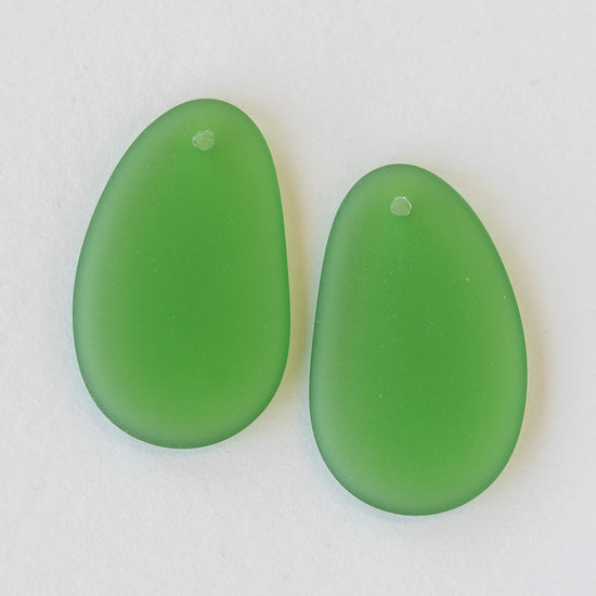 20x32mm Frosted Glass Pendants - Green - Choose Amount