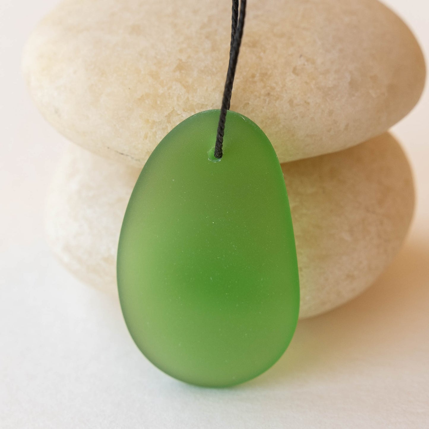 20x32mm Frosted Glass Pendants - Green - Choose Amount