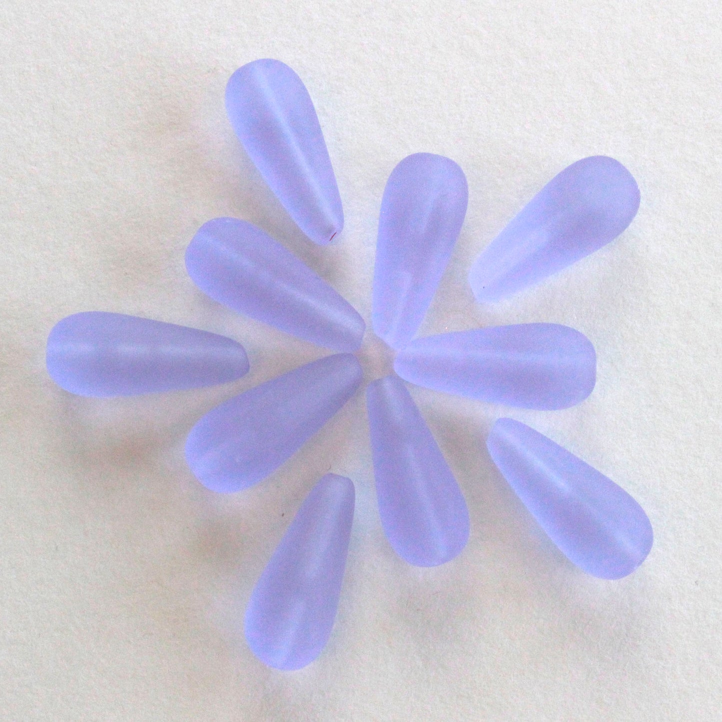 9x20mm Long Drilled Drops - Frosted Lilac - 20 Beads