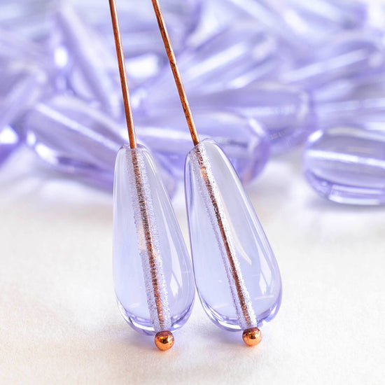 9x20mm Long Drilled Drops - lt. Lilac - 20 Beads