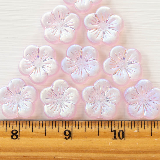 20mm Hibiscus Flower Beads - Matte Pink AB - 10 Beads