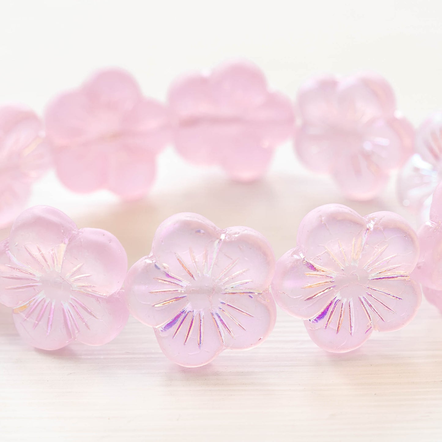 20mm Hibiscus Flower Beads - Matte Pink AB - 10 Beads