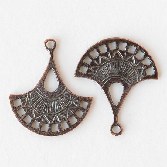 21x31mm Mykonos Metal Fan Earrings - Bronze