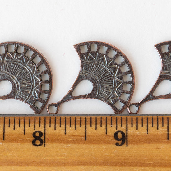 Load image into Gallery viewer, 21x31mm Mykonos Metal Fan Earrings - Bronze

