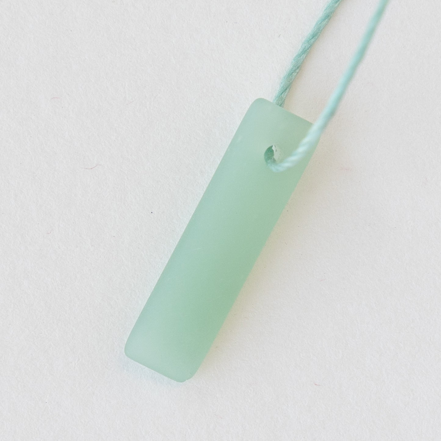 22mm Frosted Glass Rectangle Pendants - Opaque Green Seafoam - 6 beads