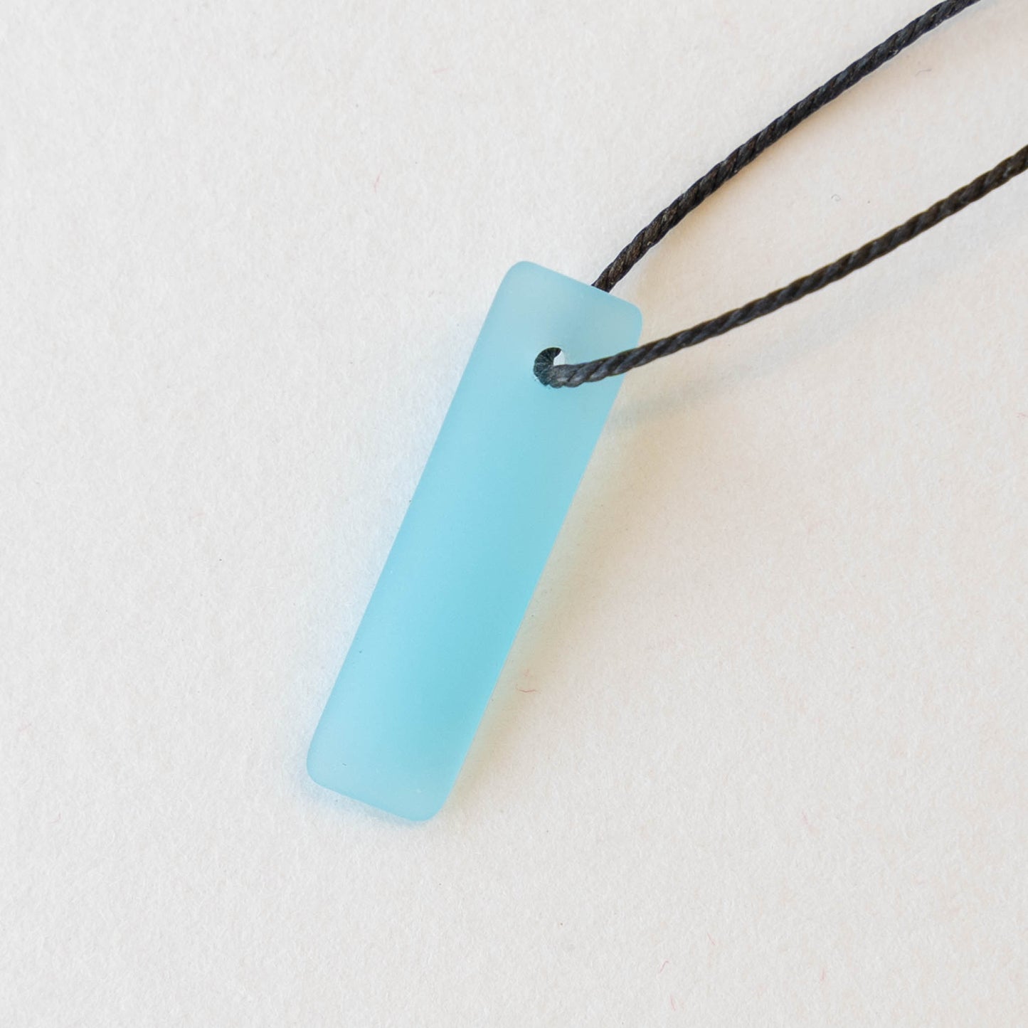 Load image into Gallery viewer, 22mm Frosted Glass Rectangle Pendants - Opaque Light Aqua - 6 beads
