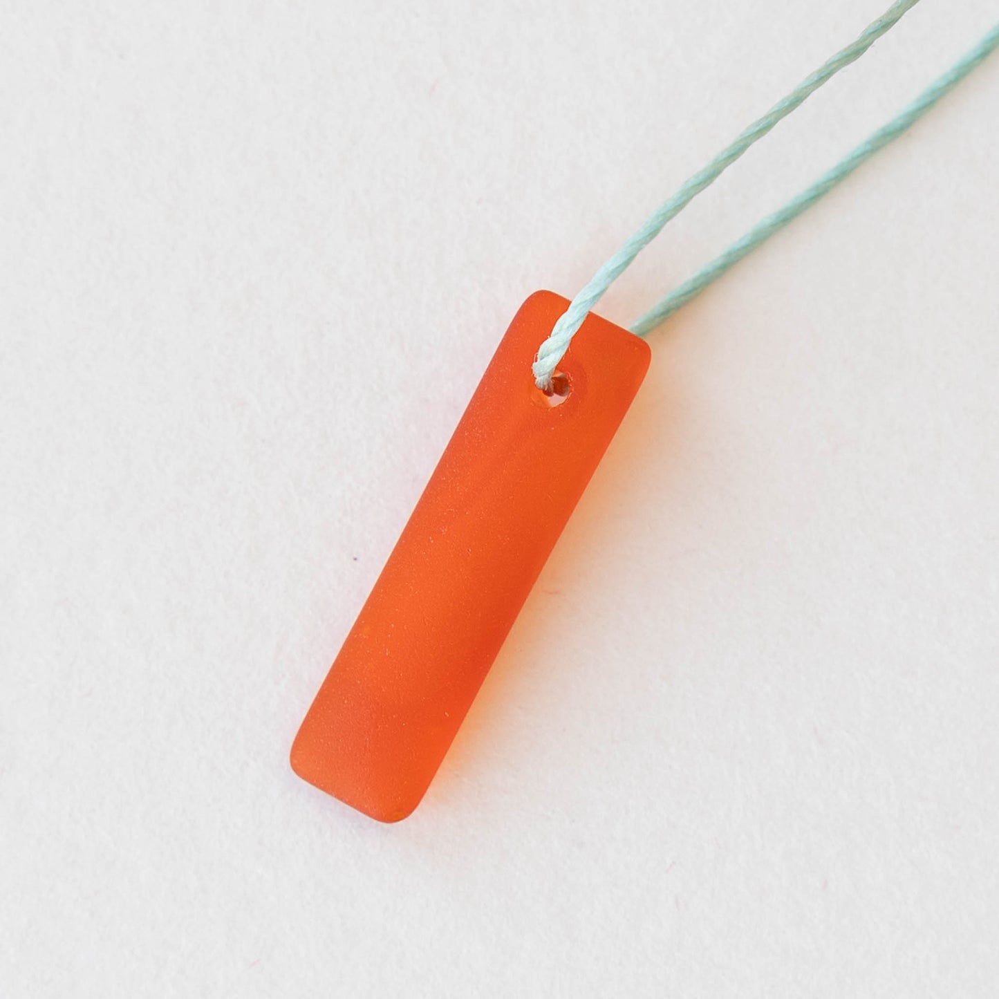 22mm Frosted Glass Rectangle Pendants - Orange - 6 beads