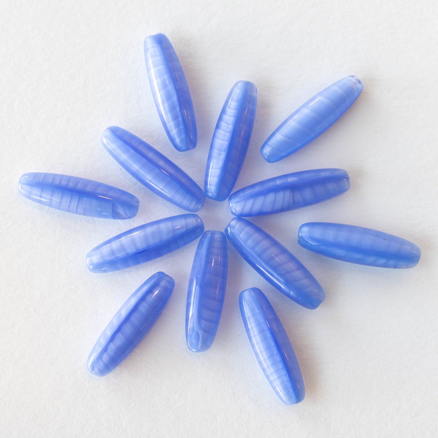 20mm Tapered Tube Beads - Silky Periwinkle Blue - 10