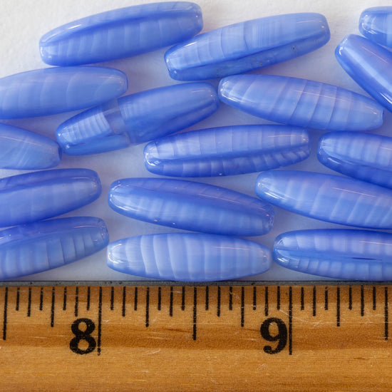 20mm Tapered Tube Beads - Silky Periwinkle Blue - 10