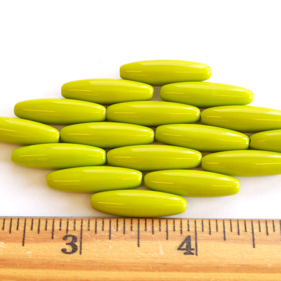 6x22mm Opaque Glass Tubes - Chartreuse - 20