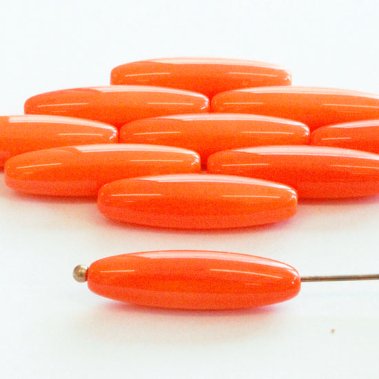 6x22mm Opaque Glass Tubes - Orange - 20