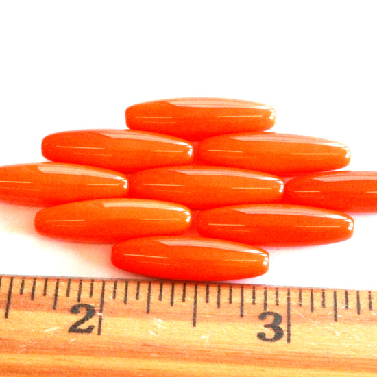 6x22mm Opaque Glass Tubes - Orange - 20