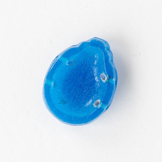 Glass Scarab Beads - Two Hole - Azure Blue AB - 2 beads