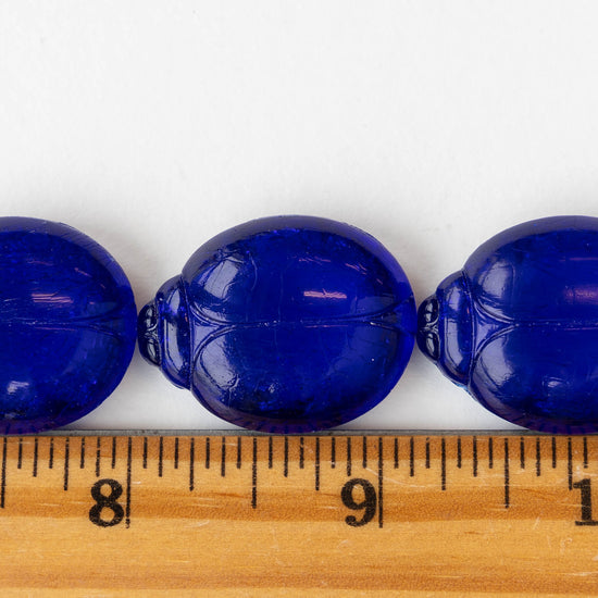 Scarab Beads - Two Hole - Cobalt Blue - 10 beads