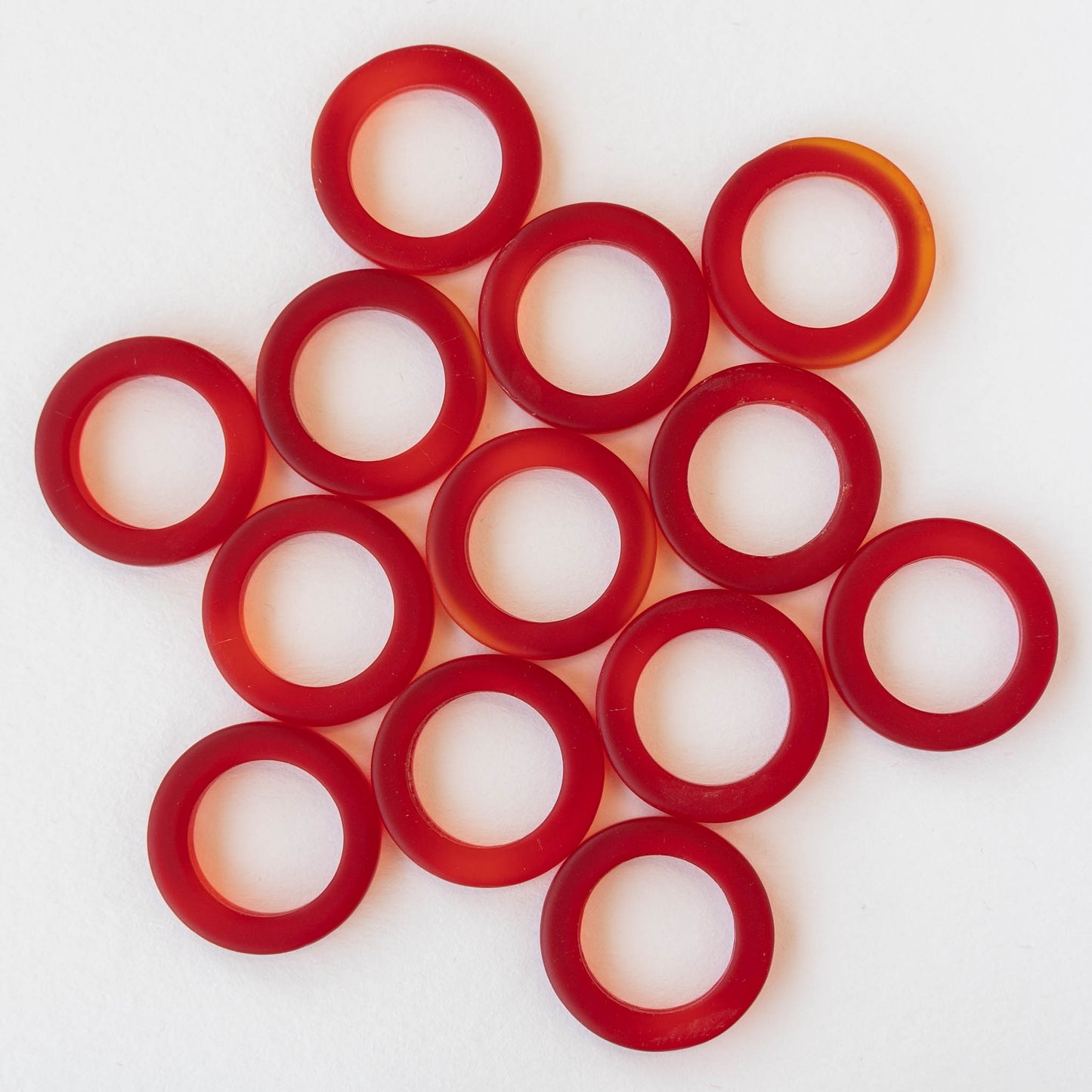 23mm Frosted Glass Rings - Red - 2 or 10