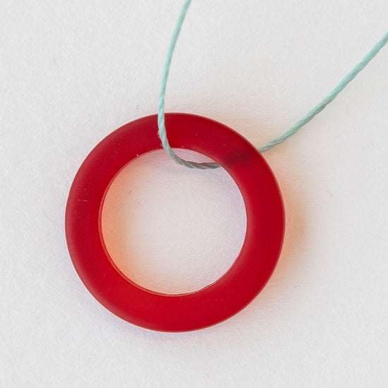 23mm Frosted Glass Rings - Red - 2 or 10