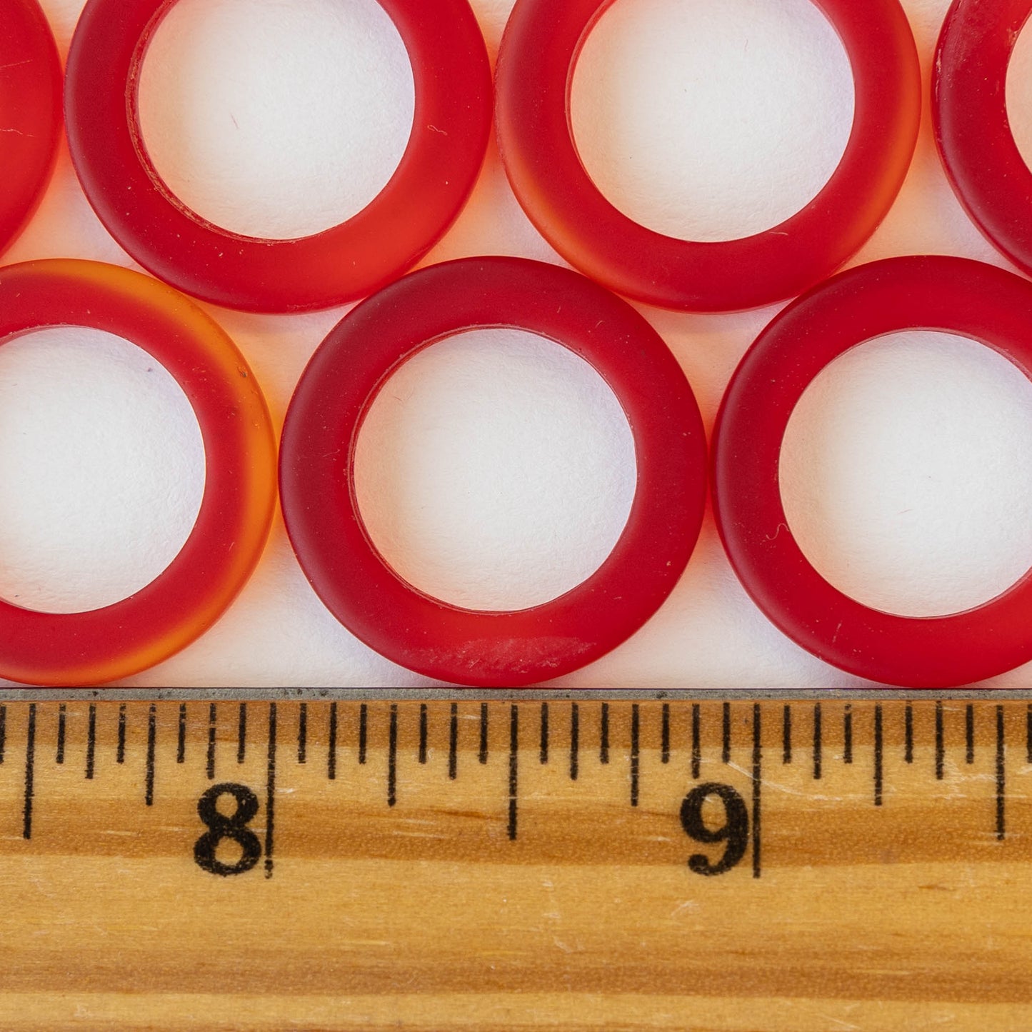 23mm Frosted Glass Rings - Red - 2 or 10