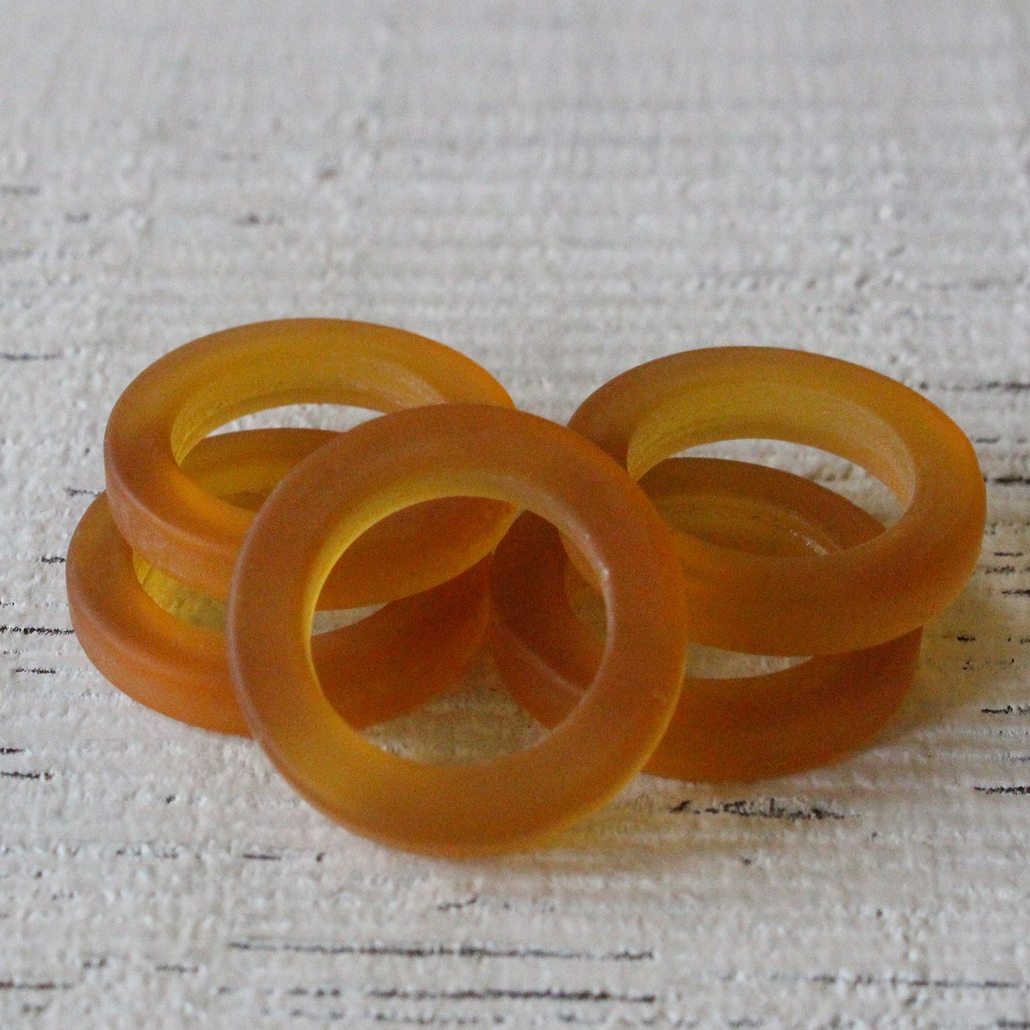 23mm Frosted Glass Rings - Amber - Choose Amount
