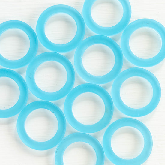 Load image into Gallery viewer, 23mm Frosted Glass Rings - Aqua - Choose Amount
