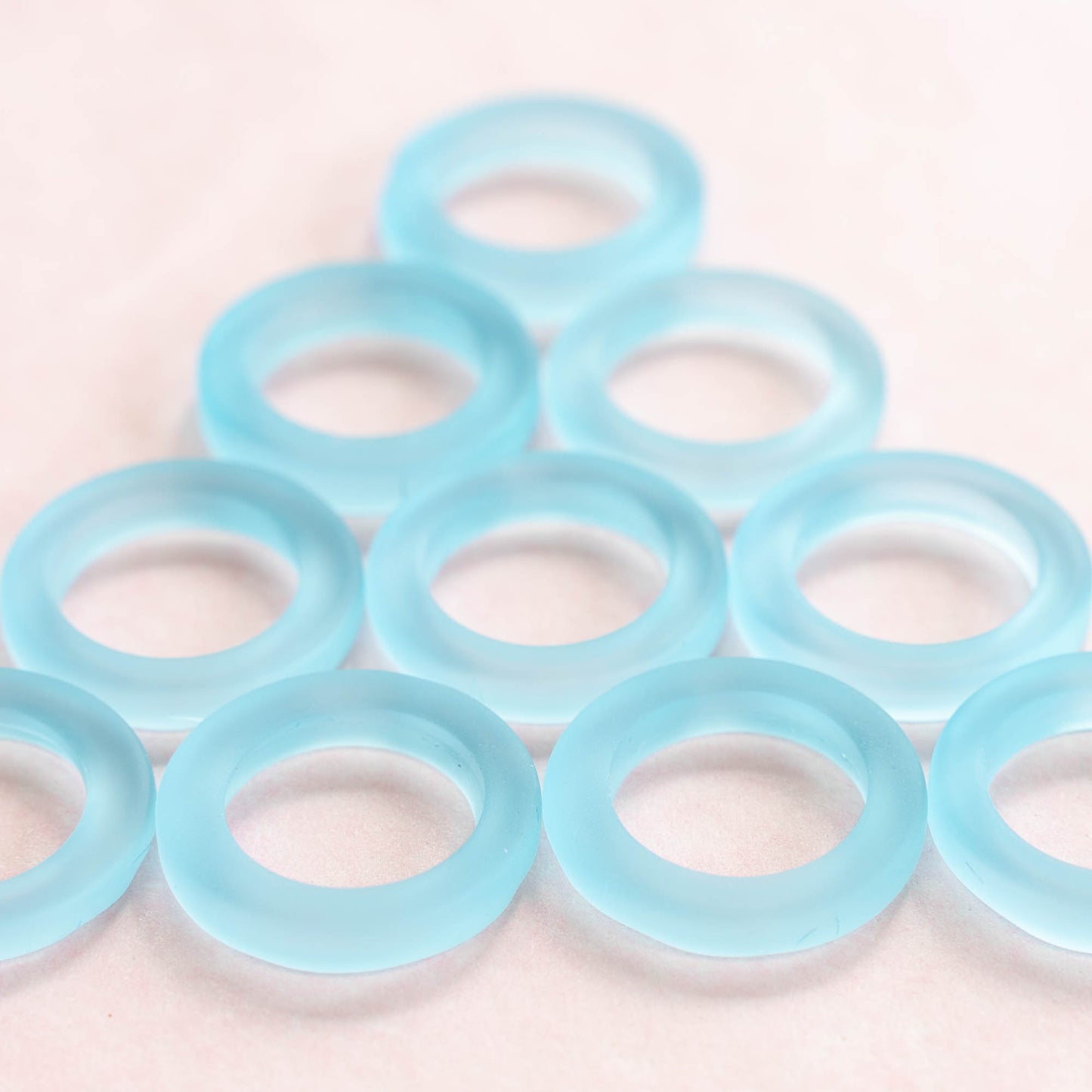 23mm Frosted Glass Rings - Light Aqua - Choose Amount