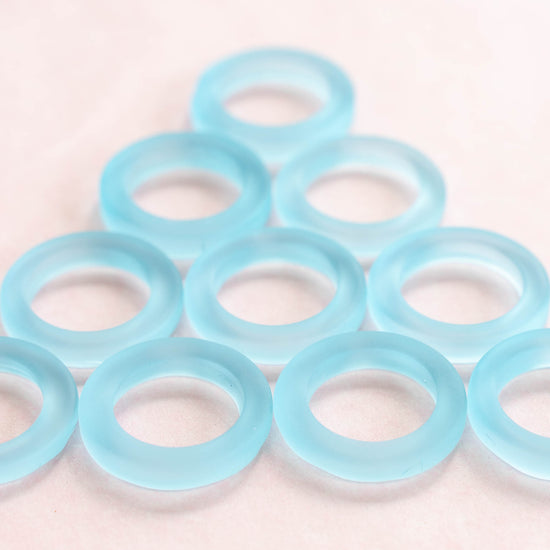 23mm Frosted Glass Rings - Light Aqua - Choose Amount
