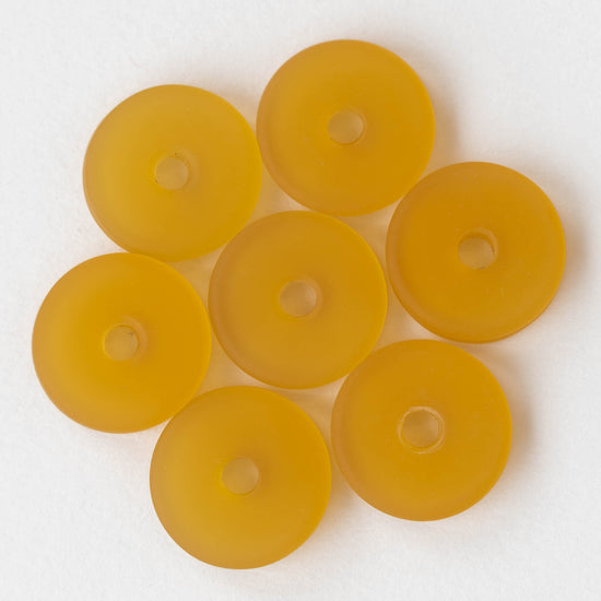 25mm Frosted Glass Donut - Light Amber - 4 Beads