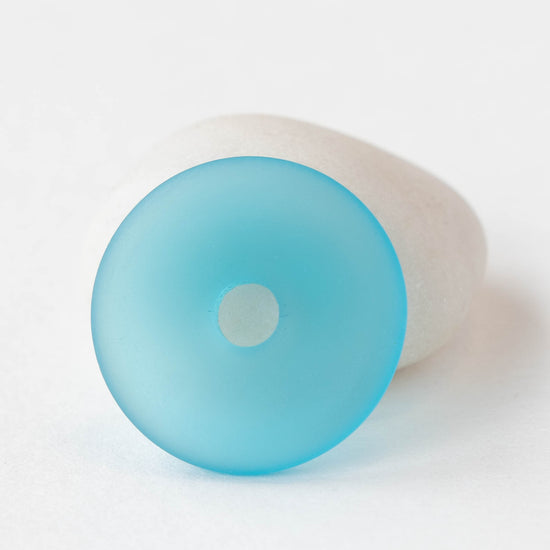 Load image into Gallery viewer, 25mm Frosted Glass Donut - Aqua- 4 Beads
