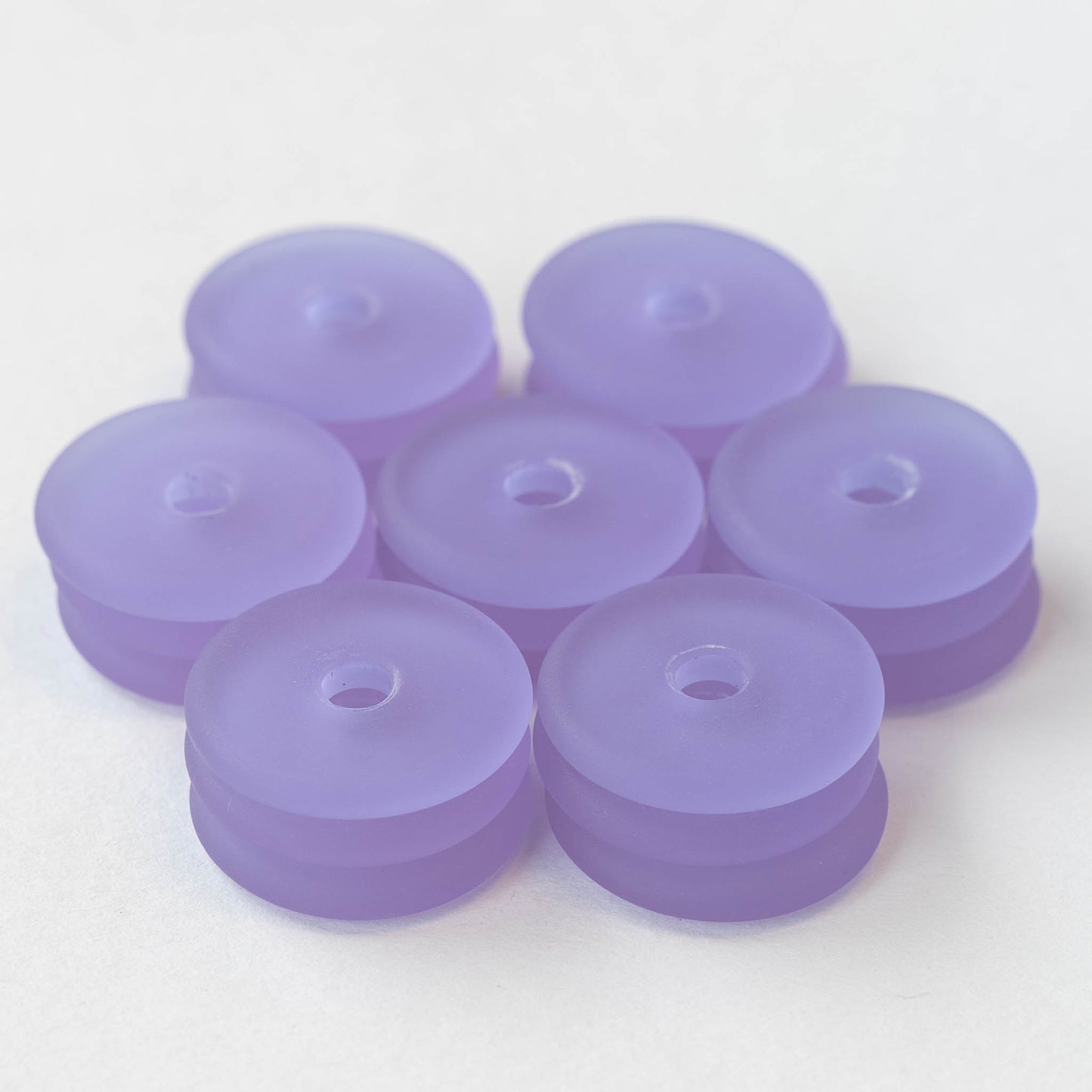 25mm Frosted Glass Donut - Lavender- 4 Beads