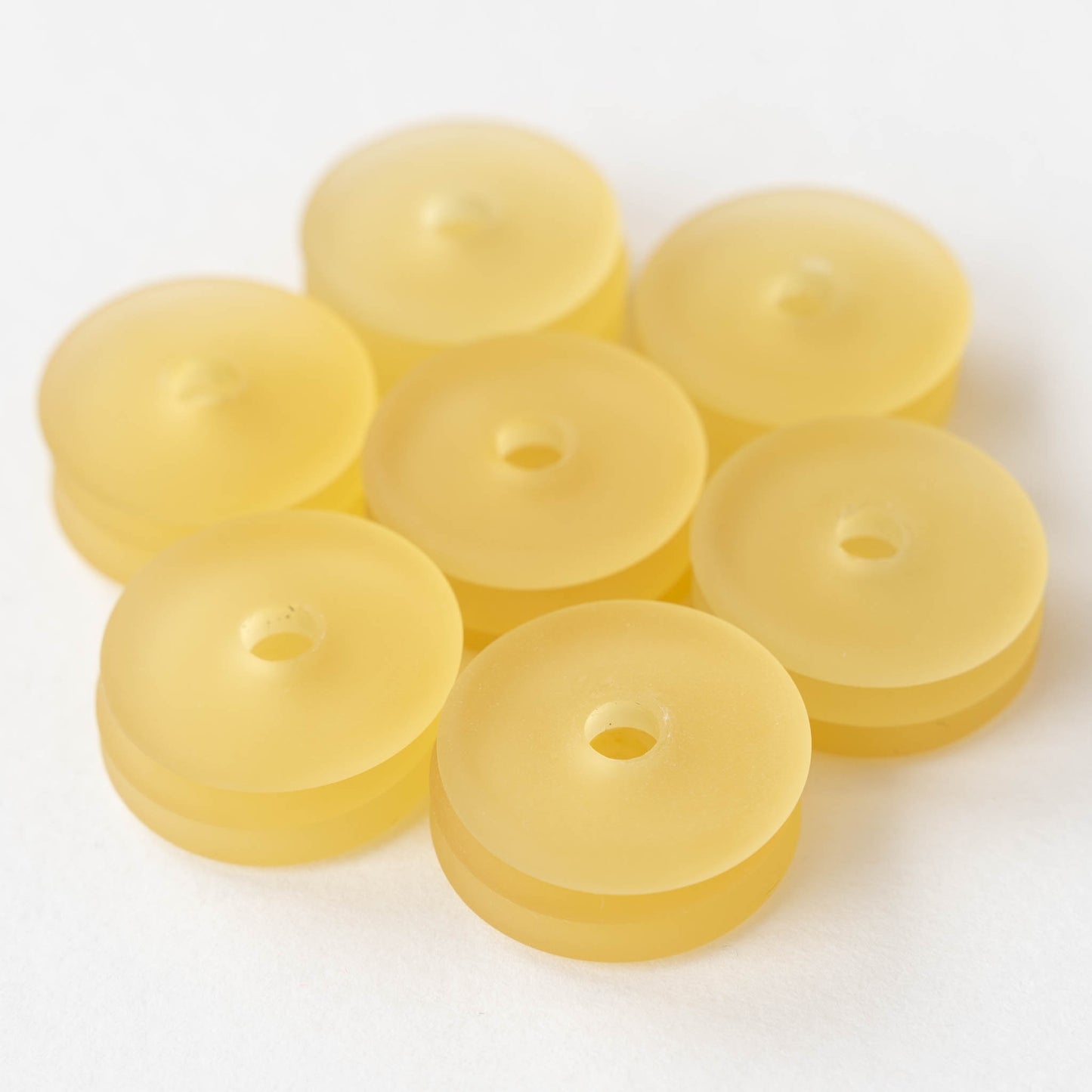 25mm Frosted Glass Donut - Mellow Yellow - 4 Beads