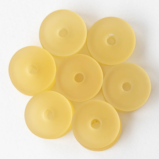 25mm Frosted Glass Donut - Mellow Yellow - 4 Beads