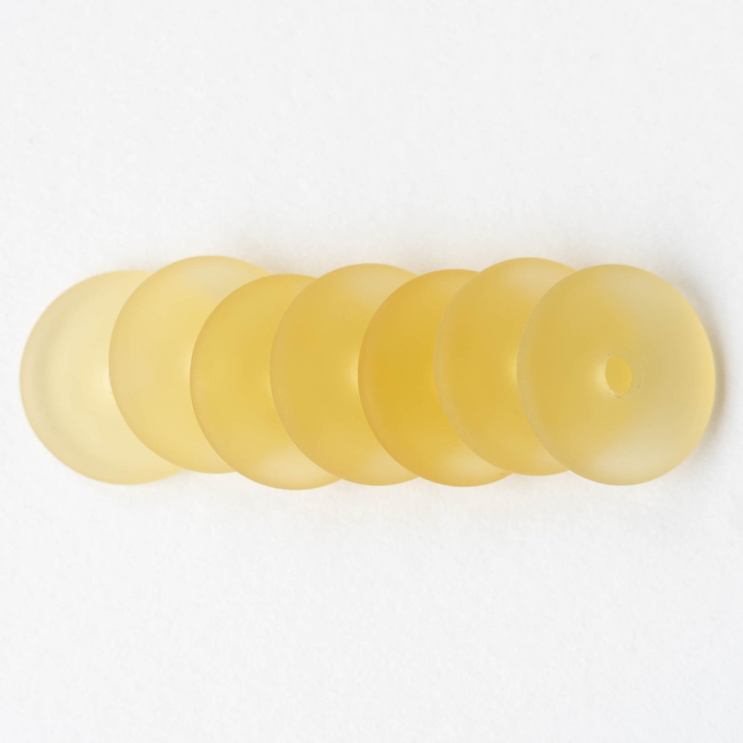 25mm Frosted Glass Donut - Mellow Yellow - 4 Beads