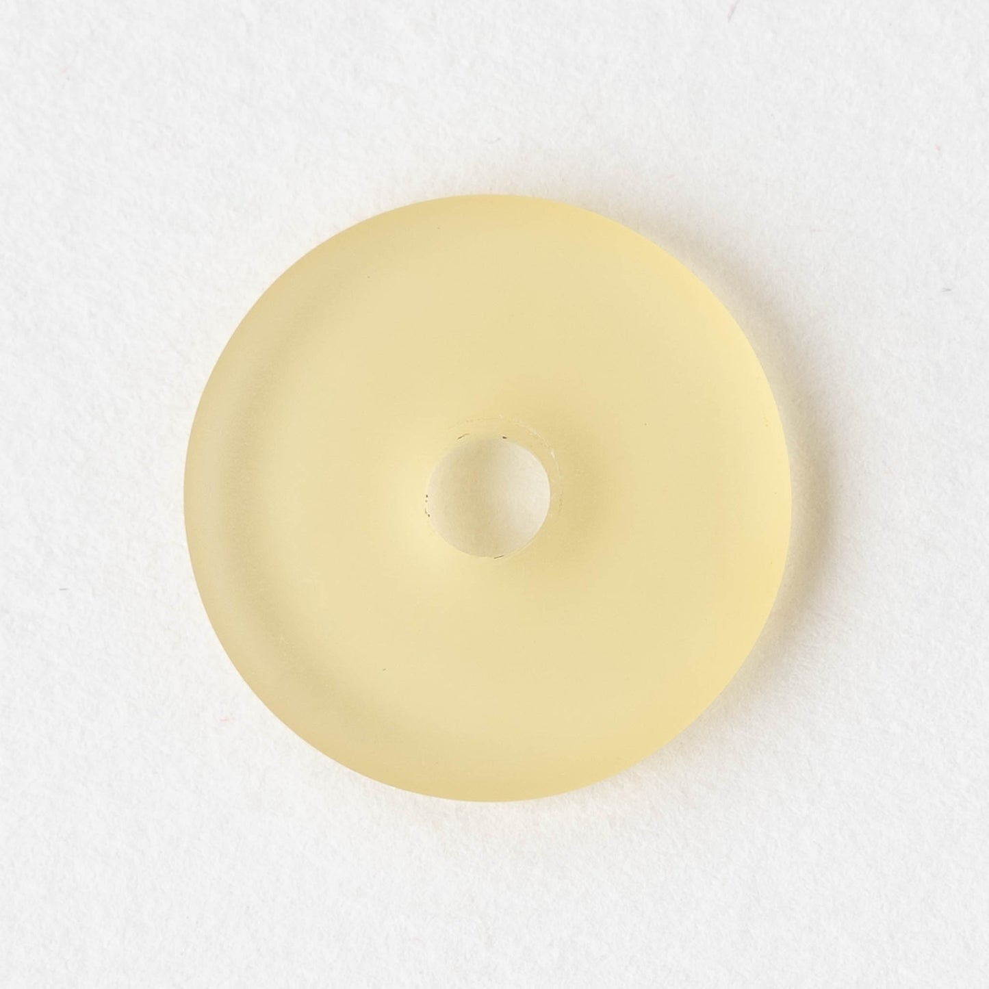 25mm Frosted Glass Donut - Mellow Yellow - 4 Beads